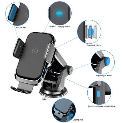 2020 Best Selling Wireless Car Charger Mount Auto Clamping 15W Qi Wireless Fast Charging Phone Car Holder Stand for IPhone