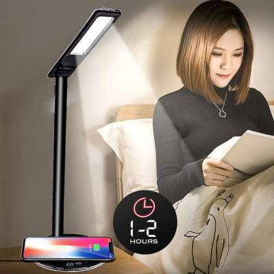 New technology 2020 LED Table desk Lamp with 10W QI Wireless Fast Phone Charger Table Reading Light  portable charger