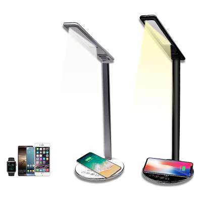 2 in 1 Desk Lamp QI Wireless Charger Dimmable Eye-caring Table Lamp with USB Charging Port